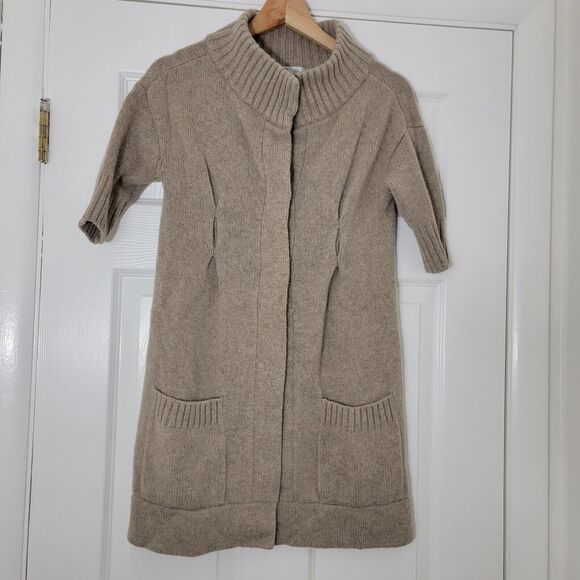 Vince Snap Up Cashmere Alpaca Wool Blend Long Sweater Women’s Size XS Pockets - Picture 1 of 14